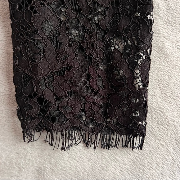 J. Crew Mockneck Floral Lace Eyelash Hem Bow Accent Top Black Sz 8 - Picture 10 of 15